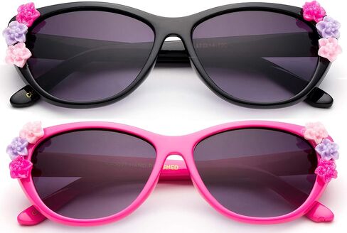 Kyra Kids Girls Toddlers Fashion Sunglasses Cateye Cute Sunglasses with Flowers UV Protection w/Pouch (0-5 YRS) in Saudi Arabia