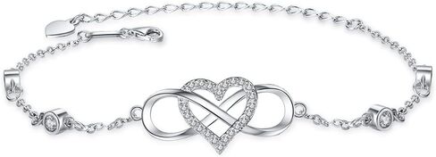 Nieboa S925 سوار الكاحل من الفضة الاسترليني للنساء، خلخال إنفينيتي مع تصميم قلب مجوهرات ساحرة هدية عيد الميلاد للنساء الأم in Kuwait