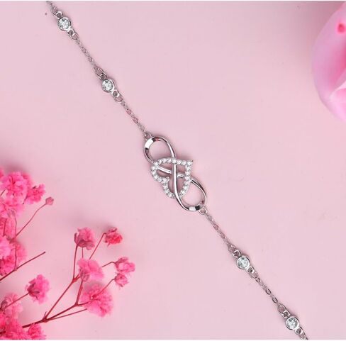 Nieboa S925 سوار الكاحل من الفضة الاسترليني للنساء، خلخال إنفينيتي مع تصميم قلب مجوهرات ساحرة هدية عيد الميلاد للنساء الأم in Kuwait