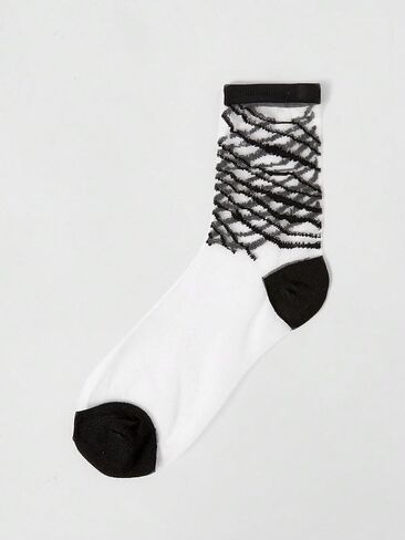 Verdusa Women's 5 Pairs Sheer Socks Mesh Crew Socks Transparent See Through Tulle Socks in Kuwait