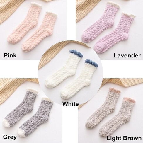 Lseaning 4-5 Pairs Women's Winter Socks Crew/Fuzzy Socks Cozy Comfy Warm Socks in Saudi Arabia