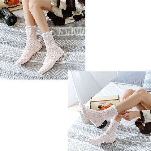 Lseaning 4-5 Pairs Women's Winter Socks Crew/Fuzzy Socks Cozy Comfy Warm Socks in Saudi Arabia