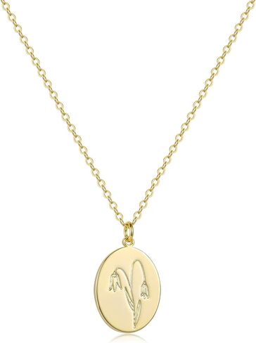 S.J JEWELRY 14K مطلية بالذهب قلادة زهرة الجارديان قرص عملة قلادة هدية شخصية للنساء الفتيات 12 شهرًا كوكبة عيد ميلاد قلادة زهرة الحظ in Kuwait