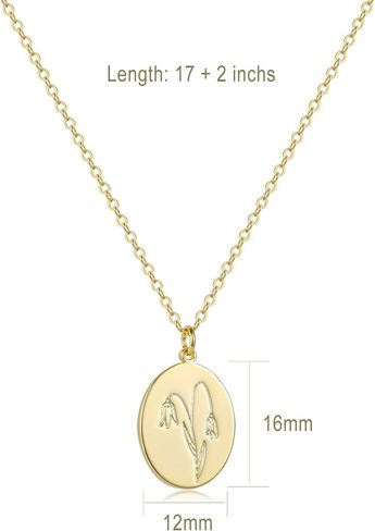 S.J JEWELRY 14K مطلية بالذهب قلادة زهرة الجارديان قرص عملة قلادة هدية شخصية للنساء الفتيات 12 شهرًا كوكبة عيد ميلاد قلادة زهرة الحظ in Kuwait