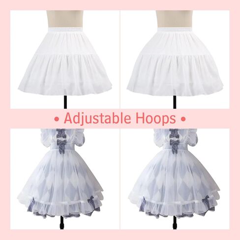 3 تنورة طوقية تحتية قصيرة قصيرة من الكرينولين نصف زلة ثوب تحتي تنورة داخلية سهلة الارتداء للوليتا كوزبلاي أبيض، مقاس واحد, أبيض, One Size in Kuwait