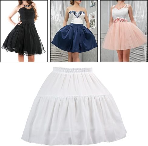 3 تنورة طوقية تحتية قصيرة قصيرة من الكرينولين نصف زلة ثوب تحتي تنورة داخلية سهلة الارتداء للوليتا كوزبلاي أبيض، مقاس واحد, أبيض, One Size in Kuwait