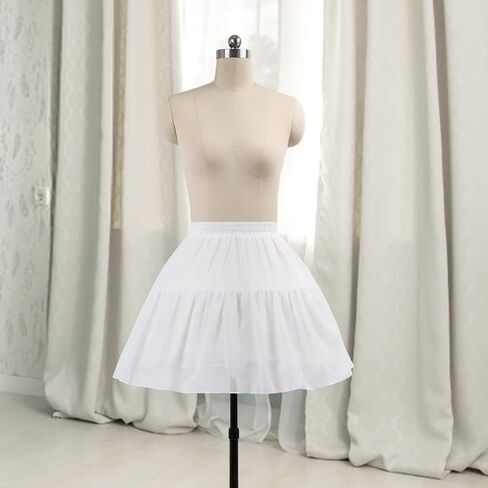 3 تنورة طوقية تحتية قصيرة قصيرة من الكرينولين نصف زلة ثوب تحتي تنورة داخلية سهلة الارتداء للوليتا كوزبلاي أبيض، مقاس واحد, أبيض, One Size in Kuwait