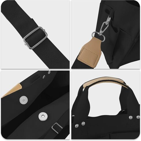 FOAPLE Large Canvas Tote Bag for Women Men Shoulder Bags Hobo Handbags with Multi-Pockets Casual Bag for School, Work in Kuwait