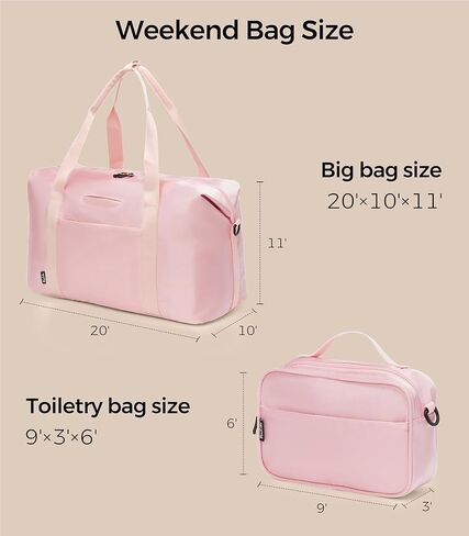 حقائب Uselike لعطلة نهاية الأسبوع للنساء، حقائب سفر ليلية مع جيب مبلل، حقيبة حمل للجيم مع حقيبة أدوات الزينة 36 لتر in Kuwait