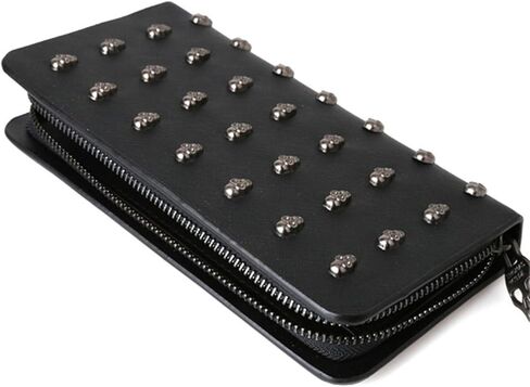 محفظة نسائية طويلة بسحاب على شكل جمجمة محفظة معصم محفظة كلاتش حامل بطاقات محافظ جوال، اسود in Kuwait