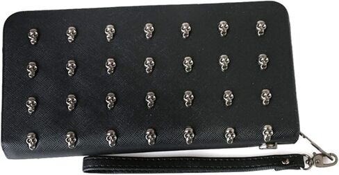محفظة نسائية طويلة بسحاب على شكل جمجمة محفظة معصم محفظة كلاتش حامل بطاقات محافظ جوال، اسود in Kuwait