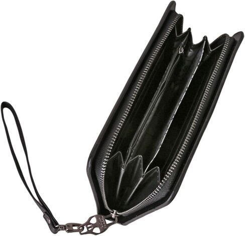 محفظة نسائية طويلة بسحاب على شكل جمجمة محفظة معصم محفظة كلاتش حامل بطاقات محافظ جوال، اسود in Kuwait