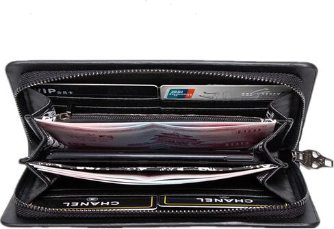 محفظة نسائية طويلة بسحاب على شكل جمجمة محفظة معصم محفظة كلاتش حامل بطاقات محافظ جوال، اسود in Kuwait