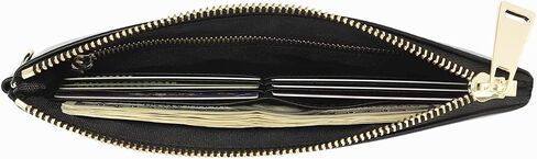 Premium Genuine Full Grain Leather Wristlet Pouch Zip Clutch Wallet w. Card Slots Phone Purse with Wrist Strap For Men Women (Black) in Saudi Arabia