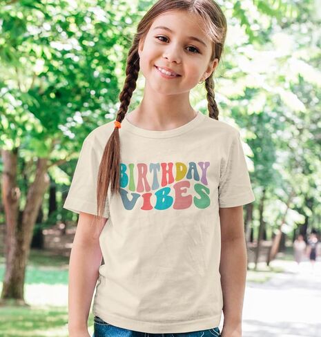 Birthday Vibes Groovy Toddlers and Youth Girls Birthday Shirts in Saudi Arabia