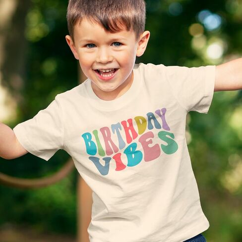 Birthday Vibes Groovy Toddlers and Youth Girls Birthday Shirts in Saudi Arabia