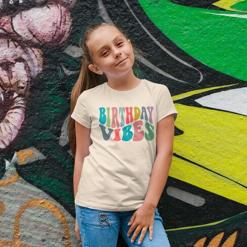 Birthday Vibes Groovy Toddlers and Youth Girls Birthday Shirts in Saudi Arabia