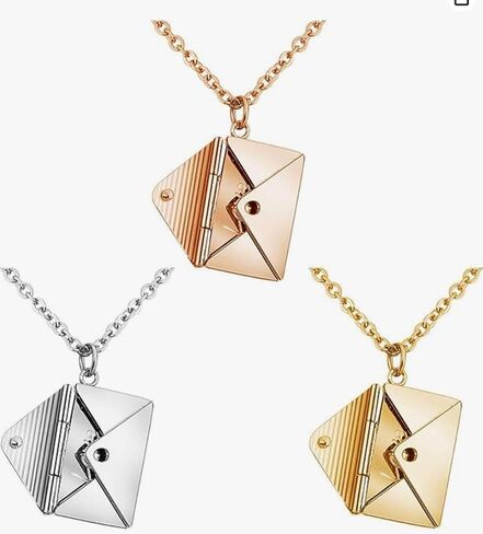 Love Envelope Pendant Necklace - Heart Seal Love Message Locket for Romantic Gestures - Yellow Gold Jewelry in Drawer Box for Gift Giving in Saudi Arabia