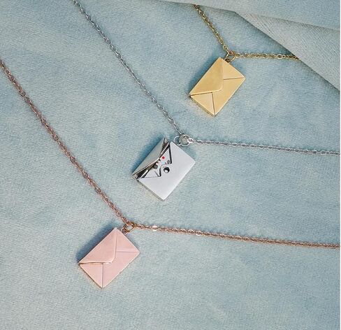 Love Envelope Pendant Necklace - Heart Seal Love Message Locket for Romantic Gestures - Yellow Gold Jewelry in Drawer Box for Gift Giving in Saudi Arabia