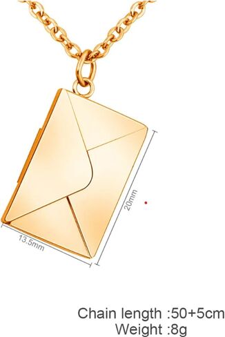 Love Envelope Pendant Necklace - Heart Seal Love Message Locket for Romantic Gestures - Yellow Gold Jewelry in Drawer Box for Gift Giving in Saudi Arabia