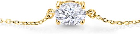 Gem Stone King 18K Yellow Gold Plated Silver Customized and Personalized 8X6MM Oval Gemstone Birthstone Solitaire Bracelet For Women in Saudi Arabia