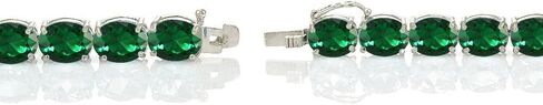 سوار تنس بيضاوي من الفضة الإسترليني من Ice Gems مصنوع من الياقوت أو الياقوت أو الزمرد مقاس 9 × 7 مم in Saudi Arabia