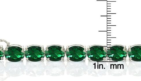 سوار تنس بيضاوي من الفضة الإسترليني من Ice Gems مصنوع من الياقوت أو الياقوت أو الزمرد مقاس 9 × 7 مم in Saudi Arabia