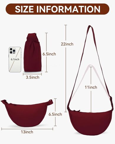 ABOUME حقيبة كروسبودي نايلون هلال هوبو حقيبة حبال للنساء والرجال العصرية الصغيرة محفظة الكتف حقيبة زلابية in Kuwait