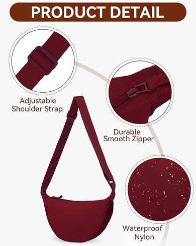 ABOUME حقيبة كروسبودي نايلون هلال هوبو حقيبة حبال للنساء والرجال العصرية الصغيرة محفظة الكتف حقيبة زلابية in Kuwait