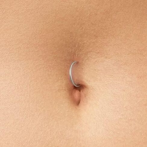 LAOPAZ Tiny Belly Button Ring - Dainty Belly Button Hoop Piercing - Hypoallergenic Belly Jewelry Unisex in Saudi Arabia