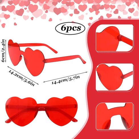 Whaline Valentine's Day Party Accessories 6Pcs Glitter Red Heart Bopper Headbands and 6 Pairs Heart Shape Eyeglasses Love Arrow Sparkling Hairband Transparent Eyewear for Wedding Party Favor Supplies in Saudi Arabia