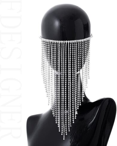 Fdesigner خمر رئيس سلسلة حجر الراين أغطية الرأس الزفاف غطاء الوجه قناع الشعر مجوهرات الغجر النساء إكسسوارات الشعر in Kuwait