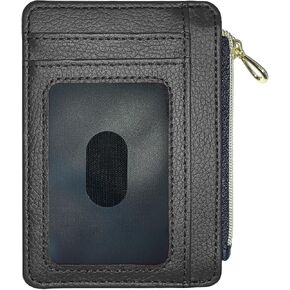 CATCH ON Small Wallet Women & Men, Slim Minimalist Faux Leather Front Pocket Credit Card Holder With Zipper Pocket (Black-1) in Kuwait