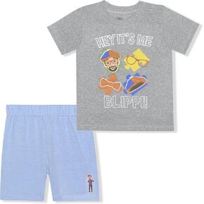 Blippi Boys’ T-Shirt and Shorts Set for Toddler – Blue/Grey in Kuwait