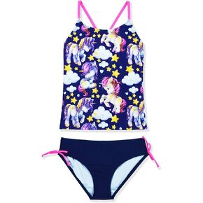 Girls Tankini Swimsuits Two Piece Bathing Suit UPF 50+ Cute Unicorn Kid Tankini Swimwear for Kids Girls 5-12 Years