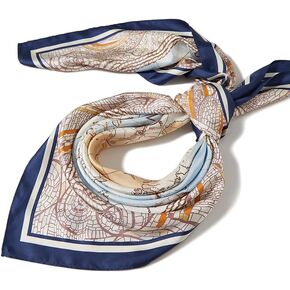 GOELIA Double Sided Printed 14 Momme 100% Mulberry Silk Scarf Top Head Hair Neck Large Scarfs for Women (35 x35 Inches), Blue, L in Saudi Arabia