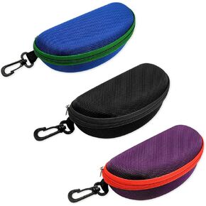 hautllaif 3Pcs Sunglasses Case, Portable Travel Zipper Eyeglasses Case Hook For Mens and womens in Kuwait