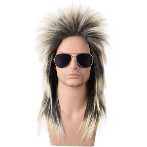 Zolisa 70s 80s Mullet Wig Unisex Rocker Spiked Wig Halloween Costume Color Gradient Punk Wig(Glam Rock Wig) in Saudi Arabia