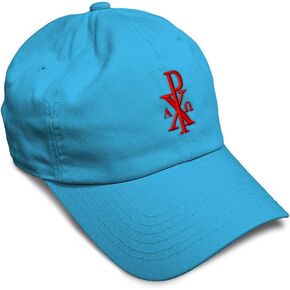 Soft Baseball Cap Chi Rho with Alpha Omega Embroidery Symbols Chi Rho Twill Cotton Dad Hats for Men & Women
