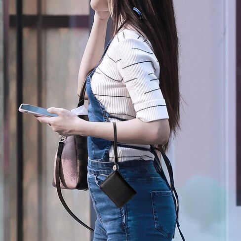 محفظة Suweibuke من الجلد الطبيعي لبطاقات الائتمان، محفظة بسحاب للمعصم وحامل بطاقات RFID ومحفظة جلدية مزدوجة الاستخدام للنساء والرجال (أسود كلاسيكي) in Kuwait