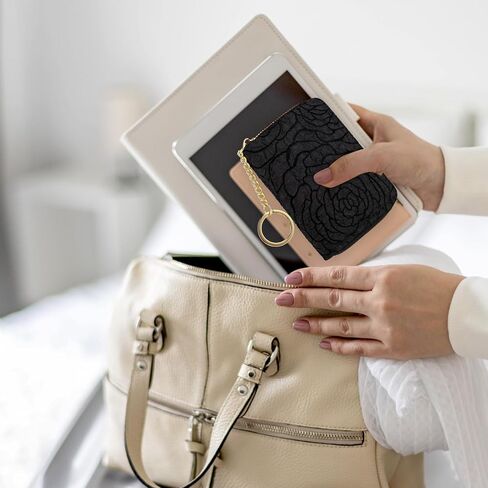 محافظ Bewudy لحامل بطاقات الائتمان RFID للنساء، محفظة صغيرة لحامل البطاقات مع سحاب سلسلة مفاتيح، محفظة بطاقات RFID للجيب للنساء والفتيات (وردي) in Kuwait
