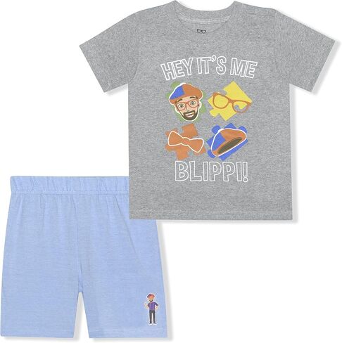 طقم تي شيرت وشورت للأولاد من Blippi للأطفال الصغار – أزرق/رمادي in Kuwait