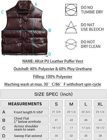 سترة منتفخة جلدية للسيدات من AKsit بدون أكمام دافئة بسحاب للشتاء سترة قصيرة بياقة واقفة in Kuwait