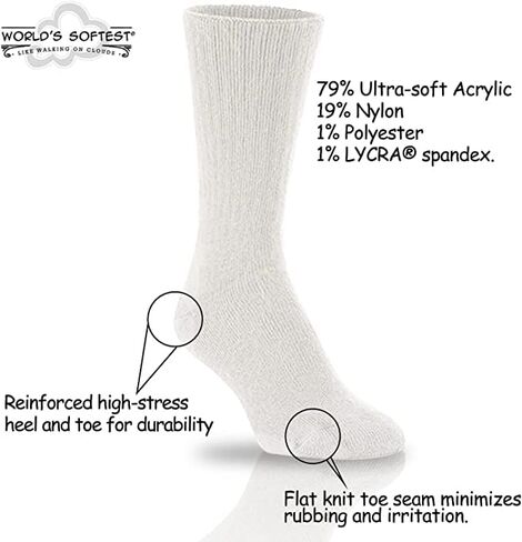 World's Softest Classic Crew Socks - Ultra Soft Socks for Women and Men - 3 Pack in Saudi Arabia