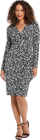 London Times Women's Jersey Faux Wrap Dress Workwear Versatile Polished Flattering Comfortable Office Chic in Saudi Arabia