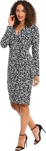 London Times Women's Jersey Faux Wrap Dress Workwear Versatile Polished Flattering Comfortable Office Chic in Saudi Arabia