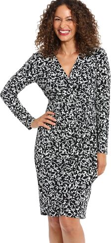 London Times Women's Jersey Faux Wrap Dress Workwear Versatile Polished Flattering Comfortable Office Chic in Saudi Arabia