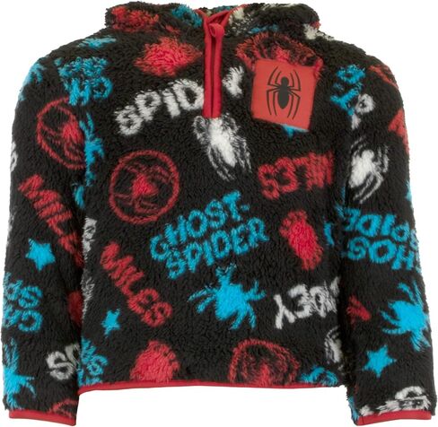 Marvel Spider-Man Miles Morales Boys Sherpa Zip-Up Fleece Hoodie, Superhero Zip-Up Fleece Hooded Sweatshirt for Boys in Saudi Arabia