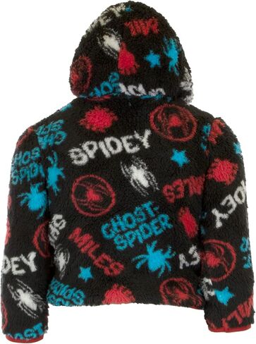 Marvel Spider-Man Miles Morales Boys Sherpa Zip-Up Fleece Hoodie, Superhero Zip-Up Fleece Hooded Sweatshirt for Boys in Saudi Arabia