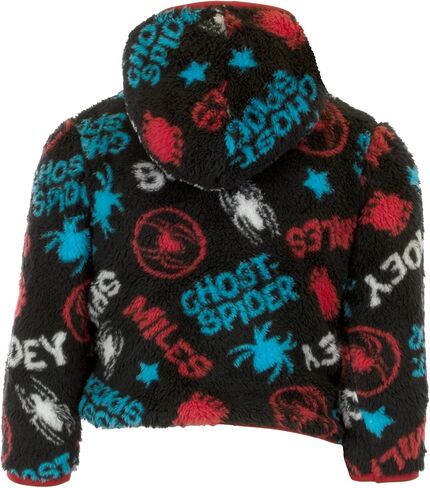 Marvel Spider-Man Miles Morales Boys Sherpa Zip-Up Fleece Hoodie, Superhero Zip-Up Fleece Hooded Sweatshirt for Boys in Saudi Arabia